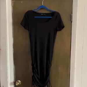 SHEIN Black Ribbed Dress with Ruching Medium
